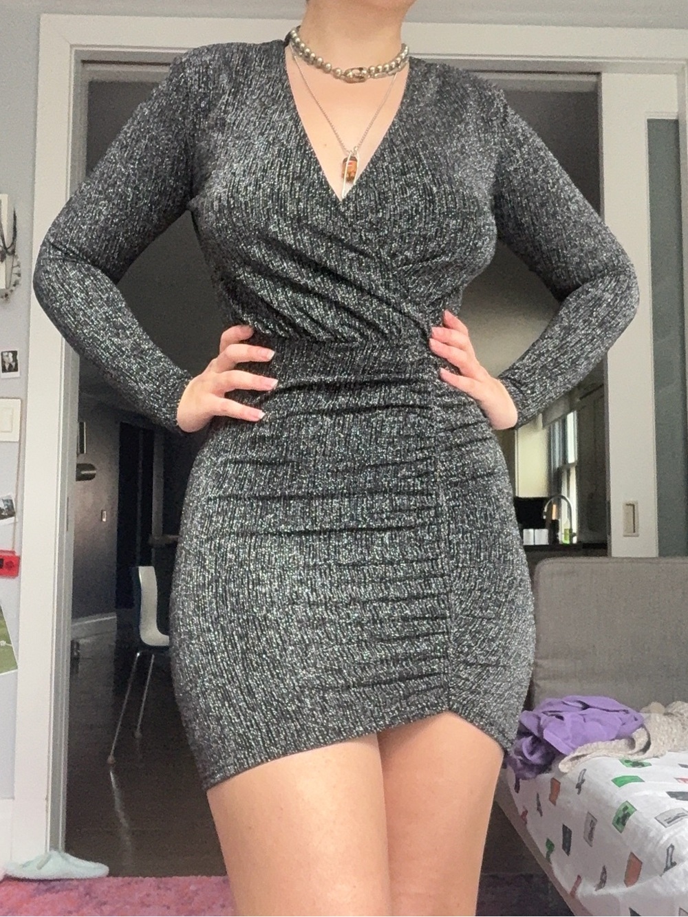 Betsey Johnson silver cocktail dress